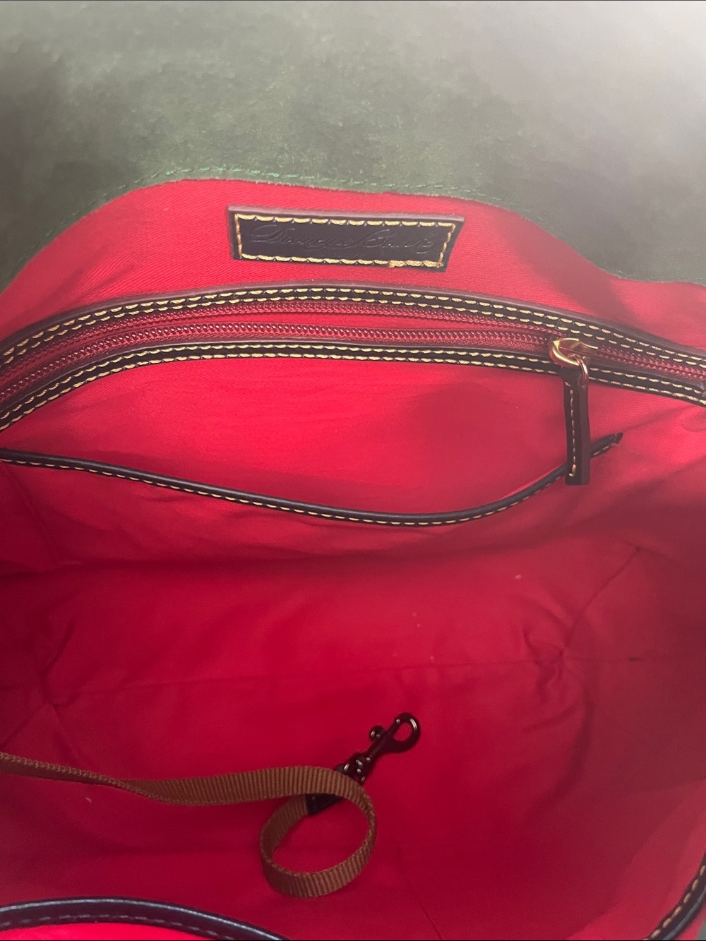 Dooney & Bourke Navy Florentine Twist Strap Hobo Brown Trim and Tassel - Picture 12 of 16